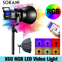 sokani x60 rgb led light video light 80w 2800k 10000k bowens mount softbox tlci 95 effect lighting for photography photo video
