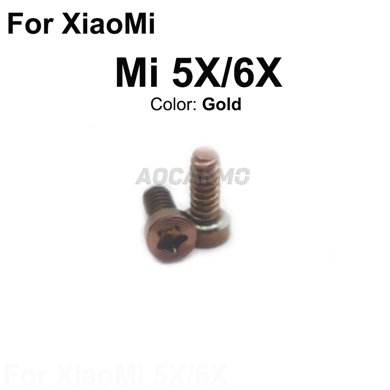 Aocarmo 10Pcs/Lot For XiaoMi 5X/6X mi5x mi6x Silver / Gold Black Bottom Dock Screws Housing Screw Replacement Part - купить по