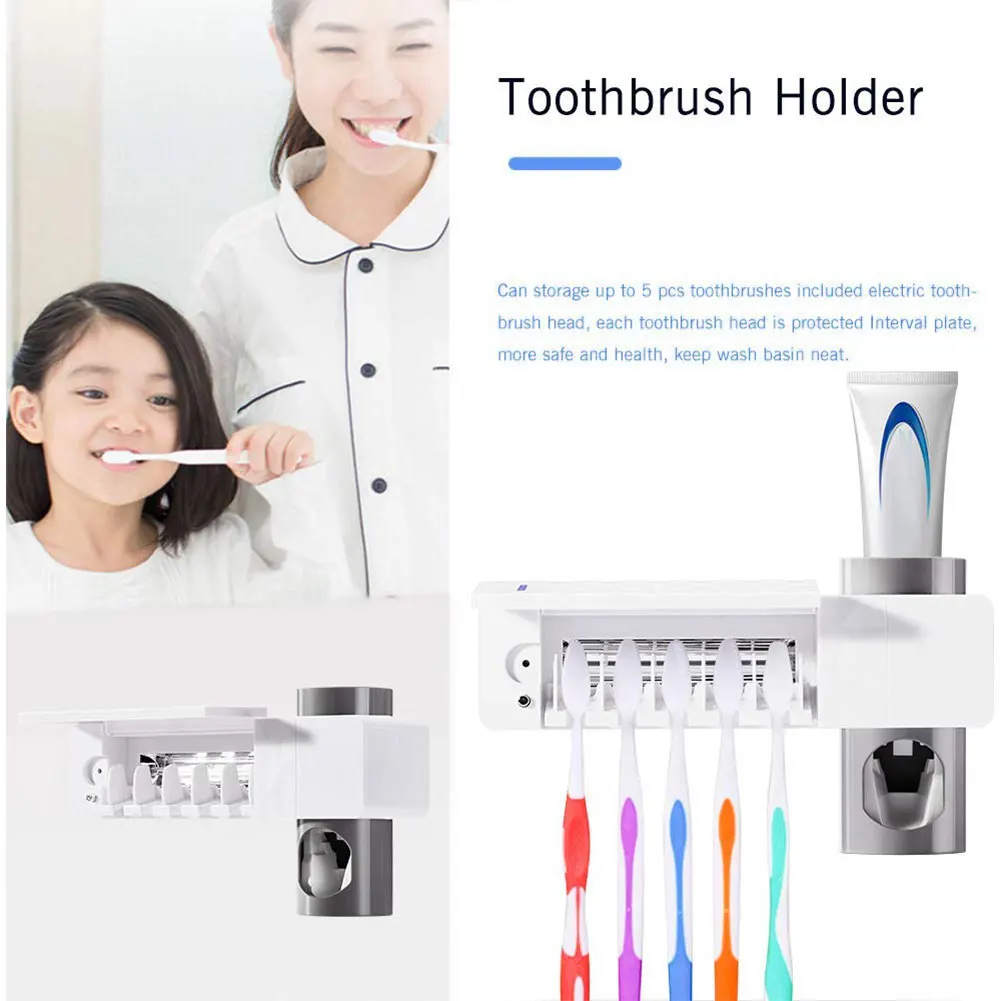 Энергией ультрафиолетовую Зубная щётка HolderToothpaste диспенсер настенный держатель