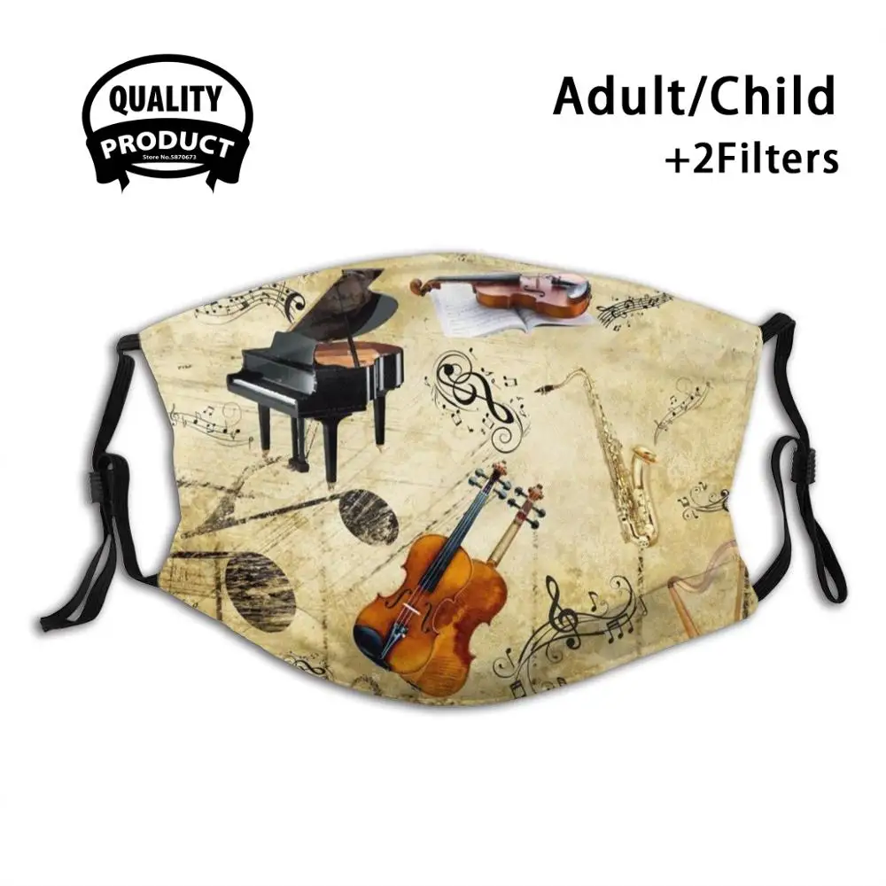 

Musical Instruments Fashion Mouth Masks Filter Adult Kids Face Mask Musical Instrument Piano Guitar Violin Saxophone Trumpet