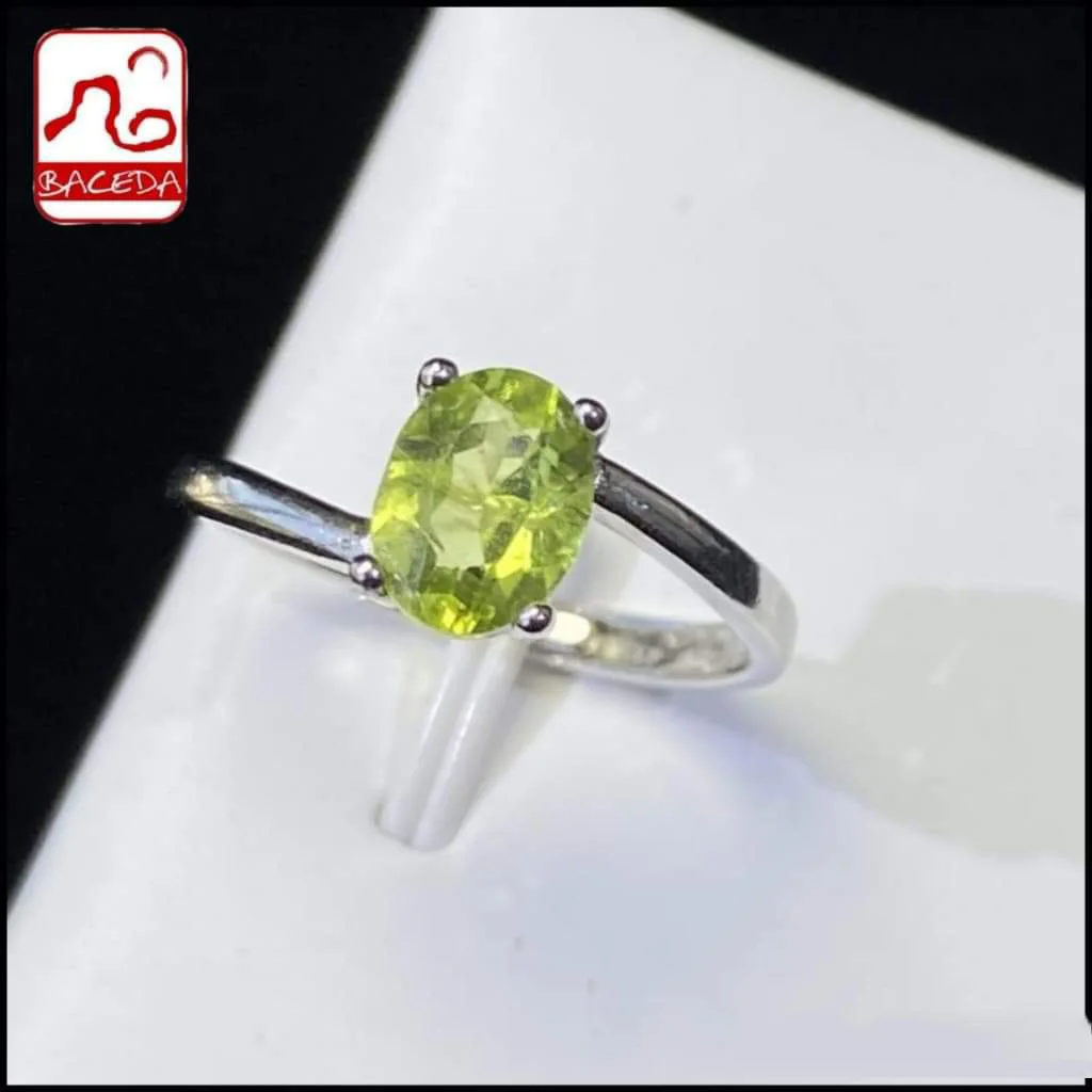

Baceda Bring good health, restful sleep Natural Crystals of Peridot S925 Earrings and Adjustable Ring Women Certificate Gift Box