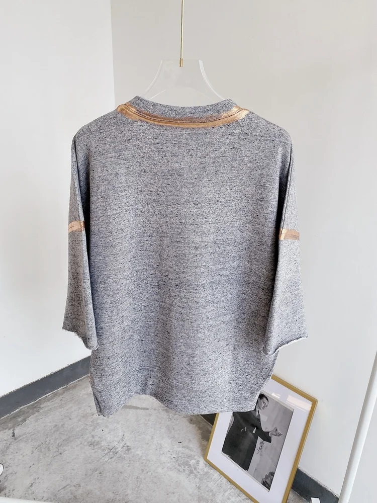 

2021 Women Sweatshirt Solid Color Grey Round Neck Sweatshirt Streetwear Women