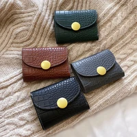 vintage crocodile pattern short wallets woman high quality pu mini womens holders fashion simple solid luxury wallet ladies