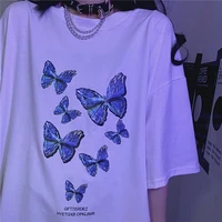new summer women punk loose top butterfly cartoon print vintage short sleeve plus size ulzzang dropshipping wild clothes t shirt