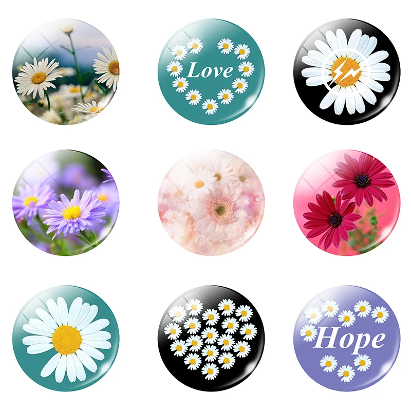 Маленькая Маргаритка наклейка на холодильник стеклянный купол цветок белая