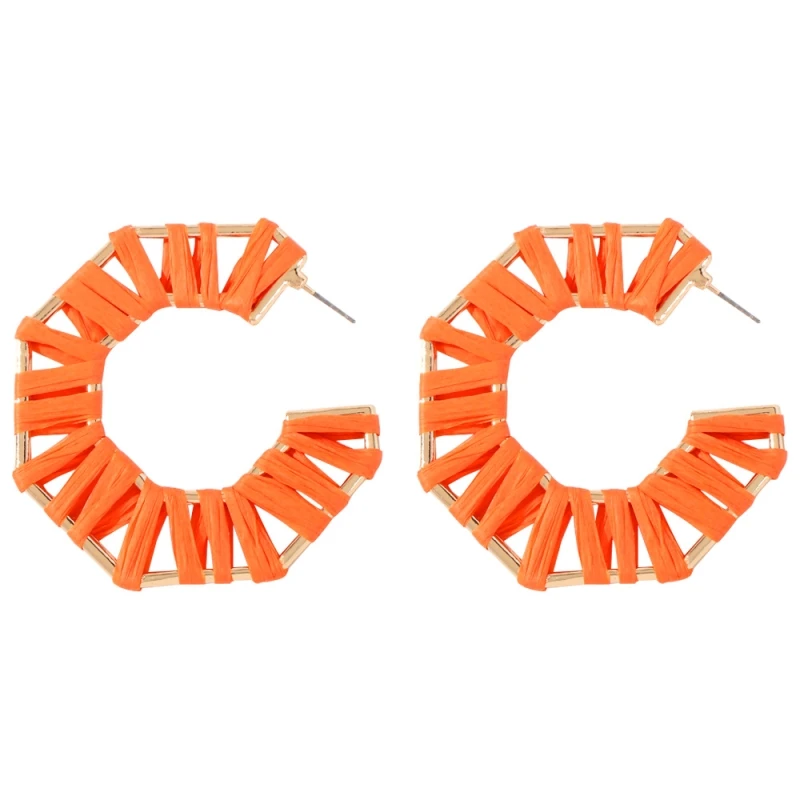 orange red 1 Женские серьги-кольца с разноцветными бусинами, большие круглые висячие серьги в богемном стиле, массивные Висячие серьги, аксессуары для ушей E68411 - Окраска металла: orange red 1