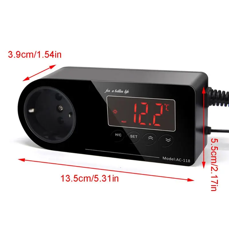 

Intelligent Digital Thermostat EUPlug Temperature Regulator Aquarium Reptile Heating Digital Display Humidity Controller