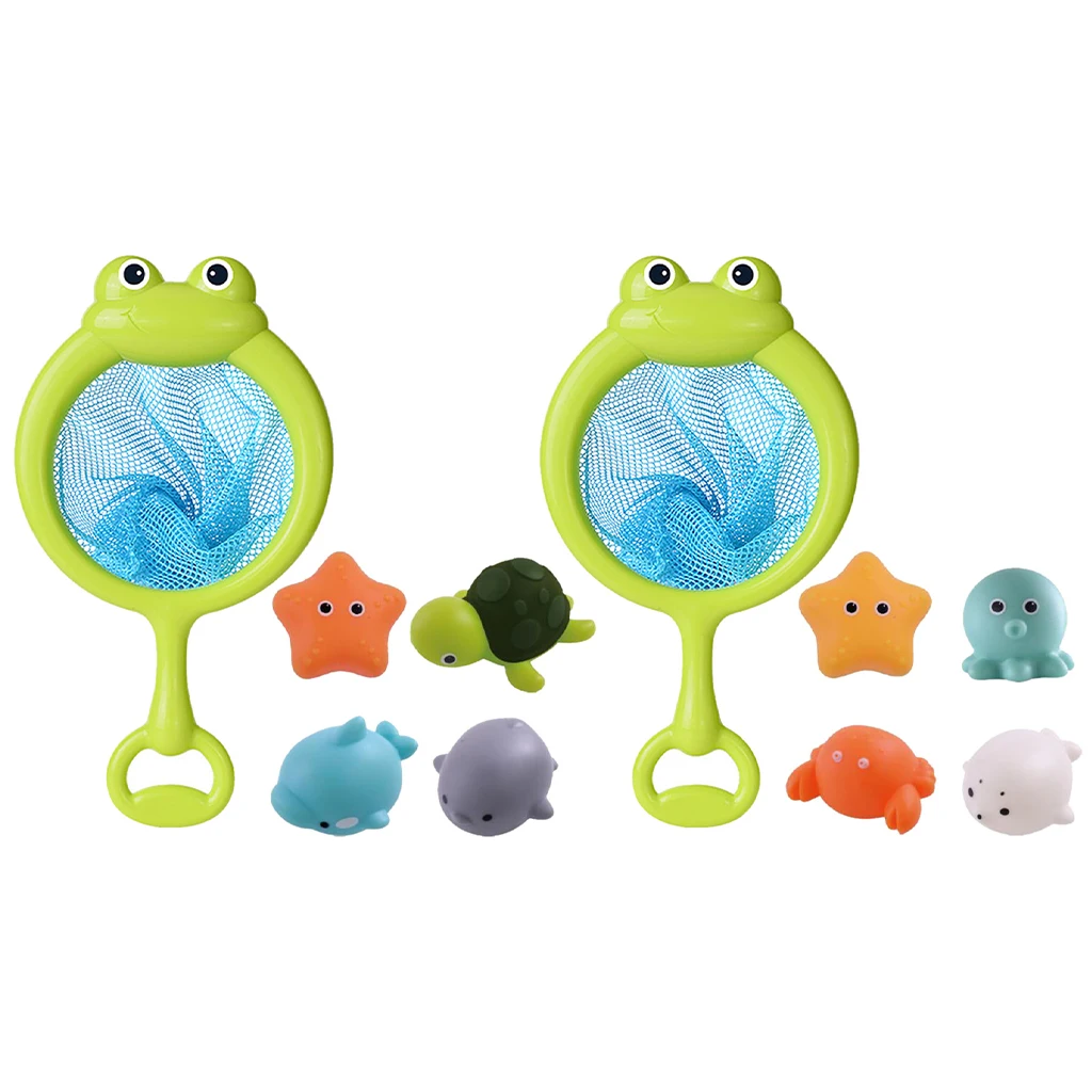 

Cartoon Sea Animal Kids Toddler Fishing Net Game Bathtub Swim Pool Shower Paddling Floating Bath Toys for Kids Gift Bag Fillers