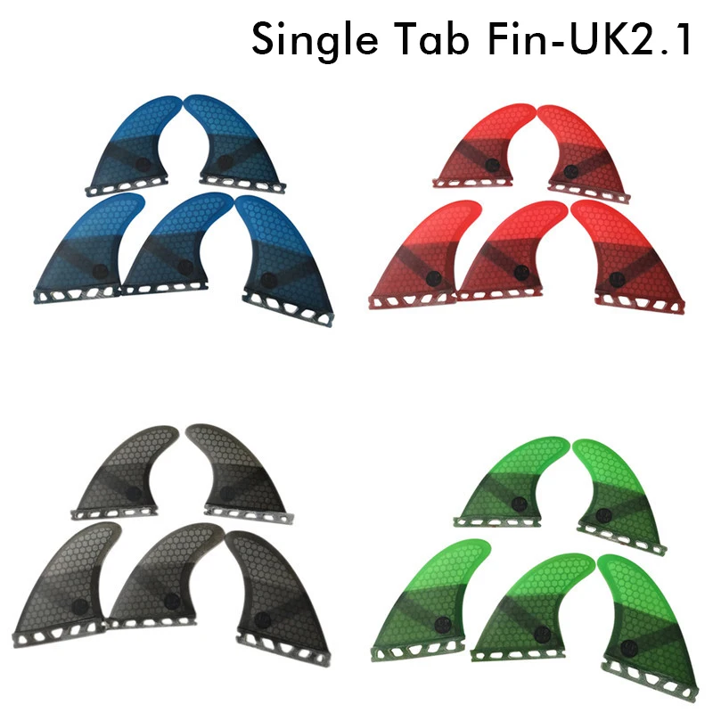 Upsurf Single Tabs Fin UK2.1 Surfboard Fins Fiberglass Honeycomb Tri-Quad Fins Quilhas Thruster 5 fin Set 4 color