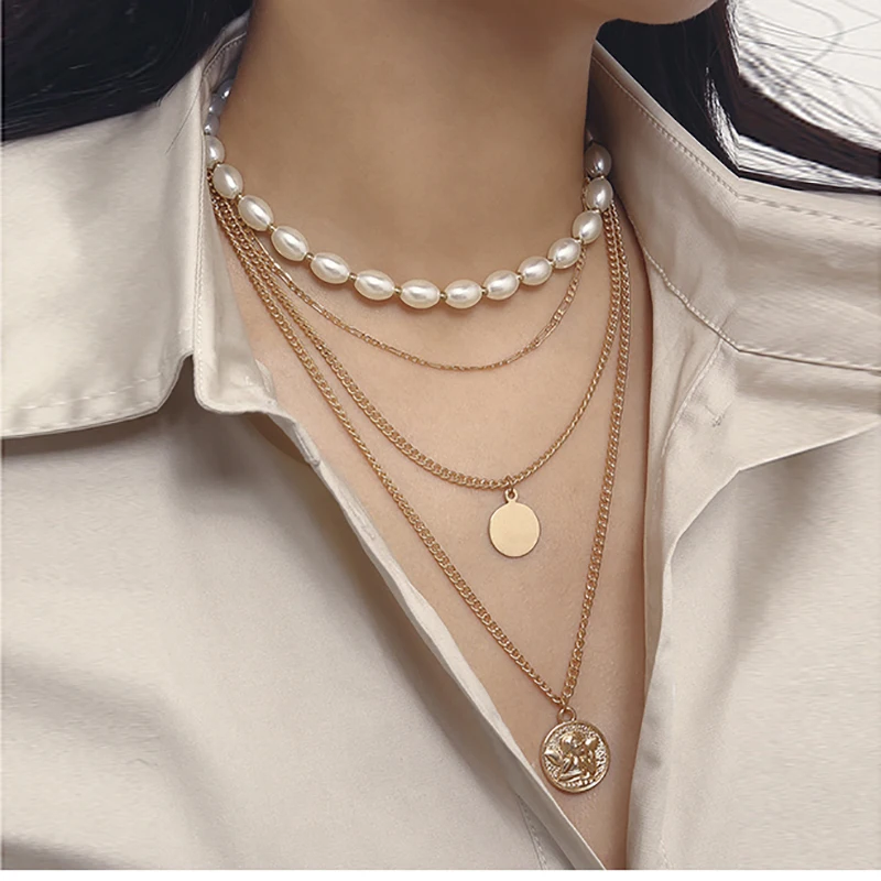 ZHINI модное многослойное геометрическое ожерелье для женщин новое Золотое с