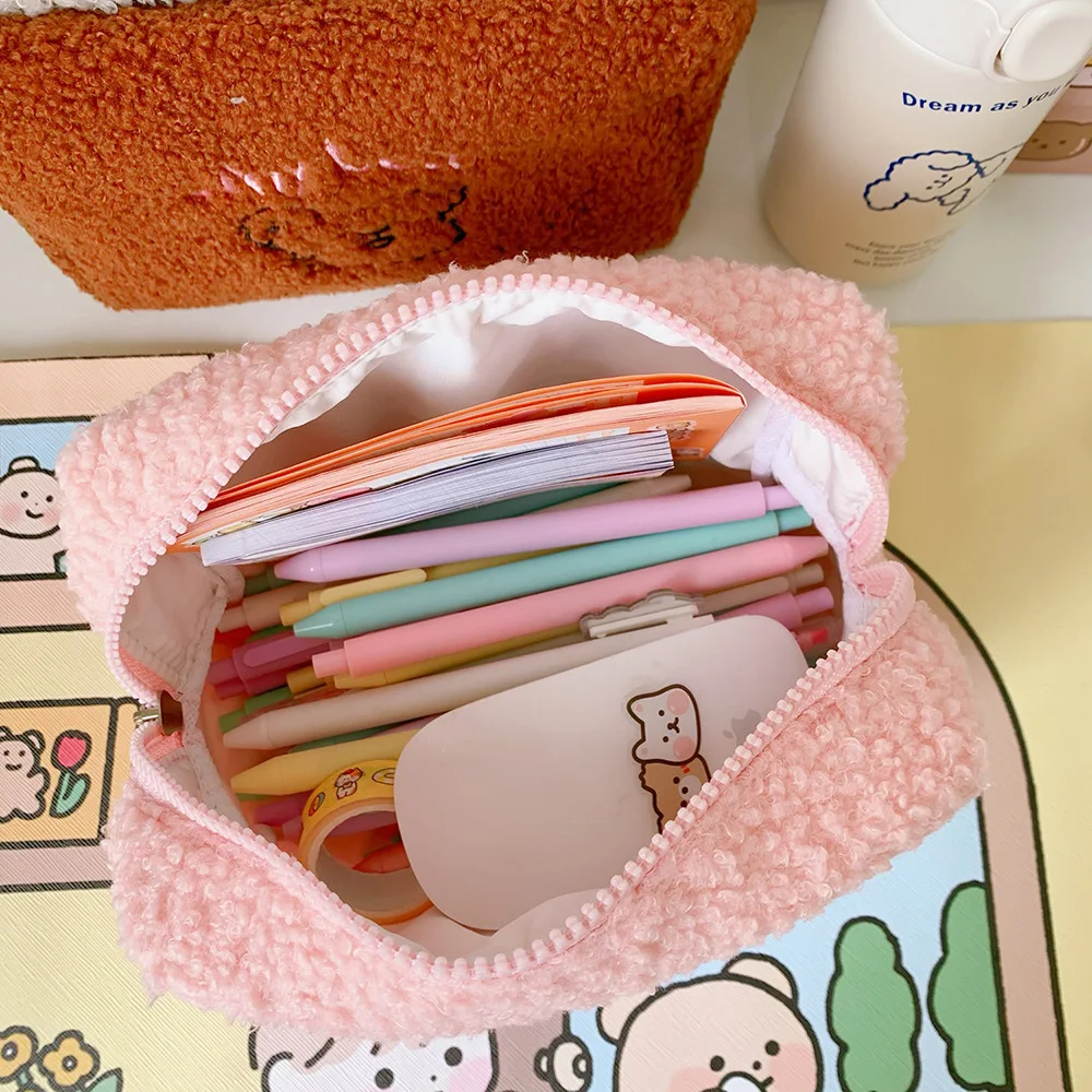 Большой Вместительный плюшевый чехол с корейским медведем для макияжа женщин