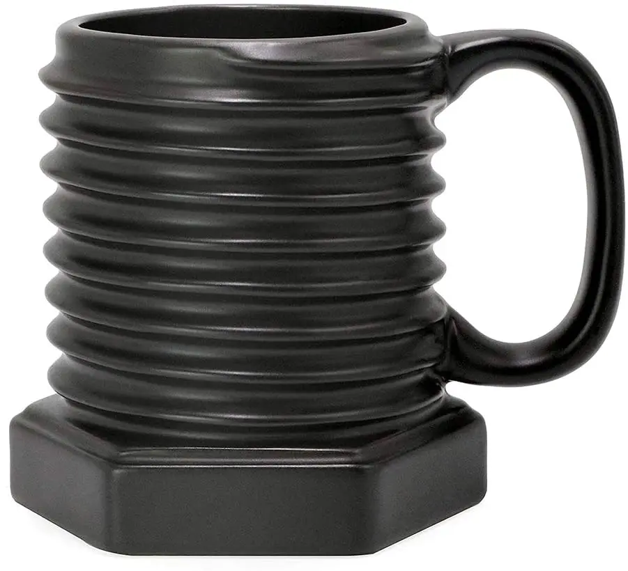 

3D Screw Shape Ceramic Cool Mug Coffee Mugs Porcelain Gift Mug Durable Breakfast Milk Water Cup for Home Office- Black, Gold