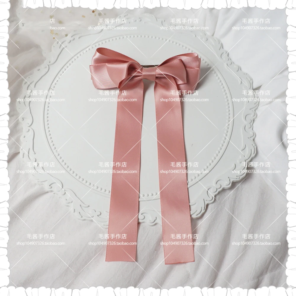 

Japanese Small fresh Cute Bowknot Hair Clip Headdress Sweet Wine red Black Ribbon Spring Clip Girls JK Hairpin Hair accessories