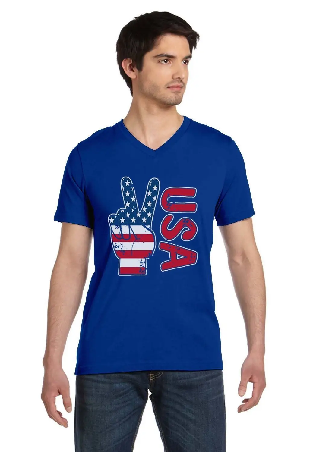 Крутая футболка с v-образным вырезом и флагом США День Независимости 4 июля |
