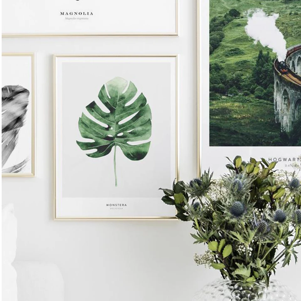 Monstera Deliciosa скандинавский постер Palmaceae холст живопись лист растение настенные