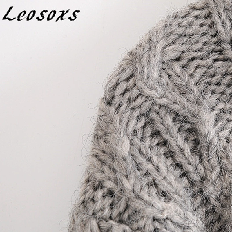 

Leosoxs Casual Loose eight-strand Knitted women sweaters pullovers Korean Short Long Sleeve Sweater 2021 Spring Autumn New