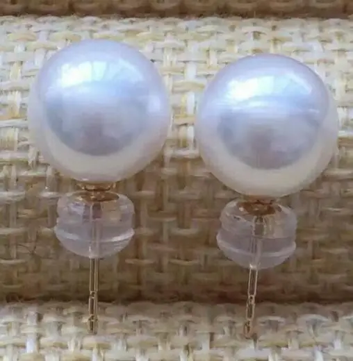 

noble jewelry a pair of elegant natural 9-10mm Akoya white pearl earrings