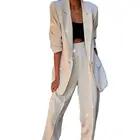 Элегантный белый женский деловой костюм, пиджак + брюки, формальный костюм со штанами, офисная униформа, стильный женский брючный костюм