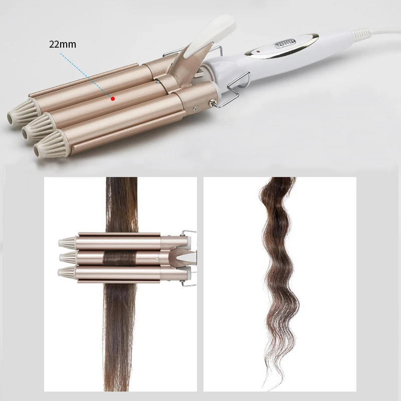 

22MM Curling Iron Ceramic Triple Barrel Hair Styler Hair Waver Styling Tools Hair Curlers Hair Curler EU Plug