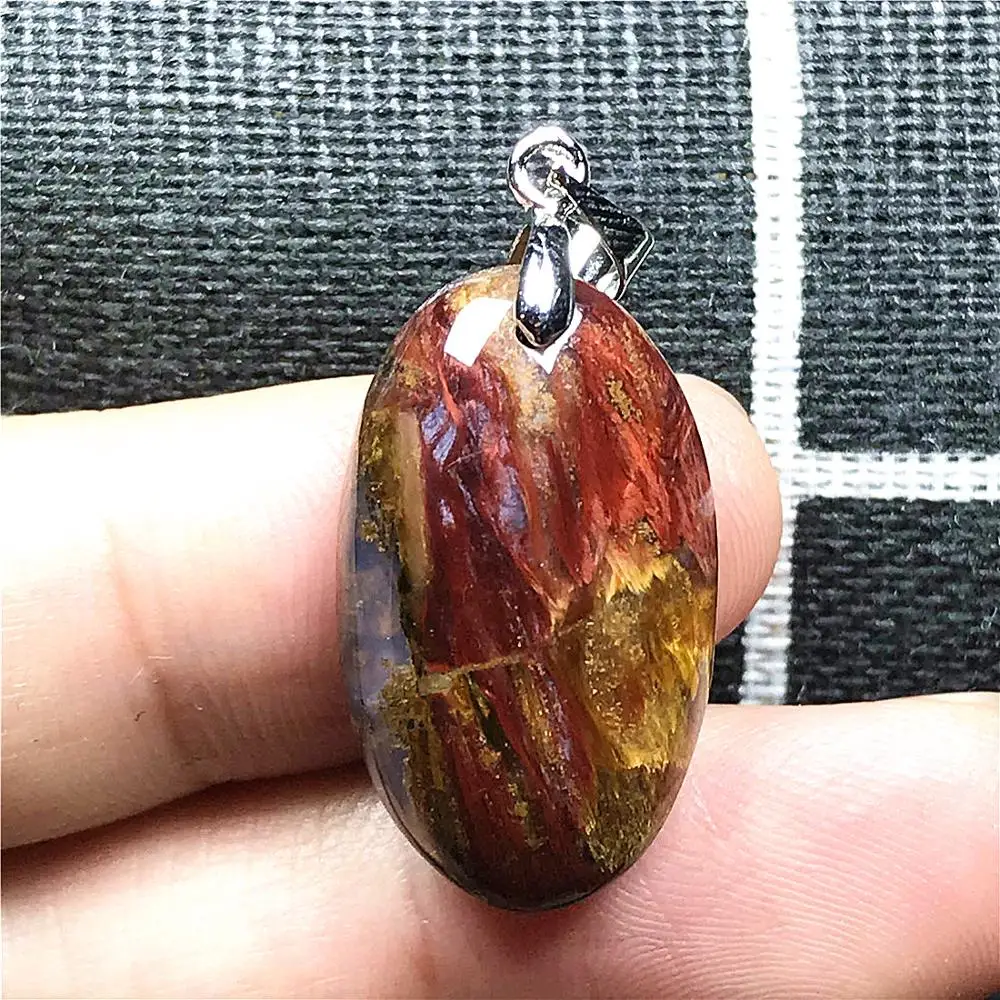 

Natural Yellow Red Pietersite Pendant For Woman Lady Man Love Crystal 24x14x6mm Beads Oval Namibia Energy Stone Jewelry AAAAA