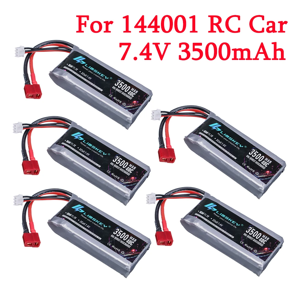 

5pcs RC Car Lipo Battery 7.4V 3500mAh Max 60C For Wltoys 12428 12423 RC Car Upgrade parts 2S 7.4v Battery for feiyue 03 Q39