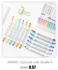 JIANWU 10pcs/set soft pastel ended highlighter pen Fluorescent pen kawaii Mild liner DIY School supplies Office Stationery