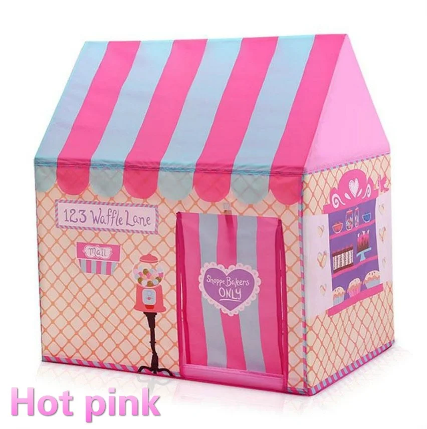 hotpink Детский Складной Игровой домик в стиле принцессы с принтом, крытые шатры для девочек и уличные игрушки, 4 вида детских палаток - Цвет: hotpink
