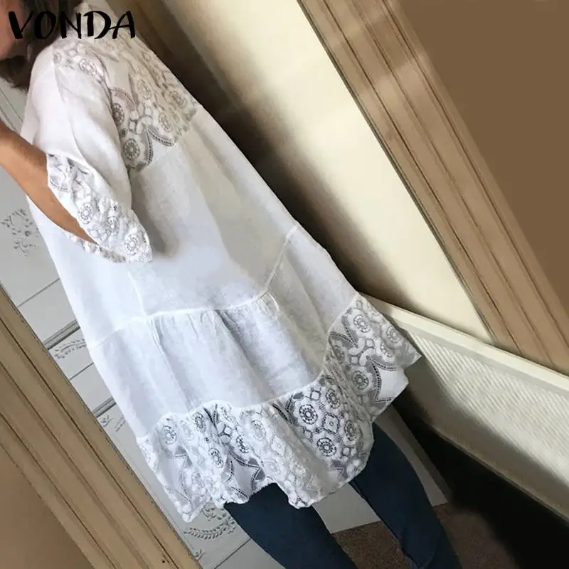 Женские блузки с рукавом 3/4 VONDA Sumer повседневные однотонные топы и рубашки