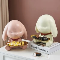 modern cute rabbit storage resin animal sculpture home snack and candy tray living room decor accessories figurine