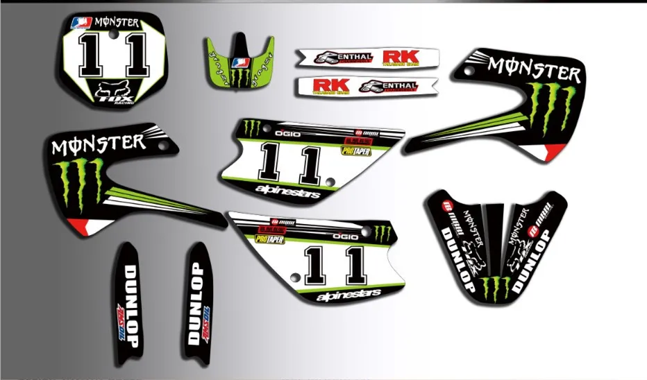 Стиль КОМАНДА ГРАФИКА и фон наклейка комплект для Kawasaki KX85 KX100 1998-2013 KX 85 100 1998-2013 2012 2011 2009