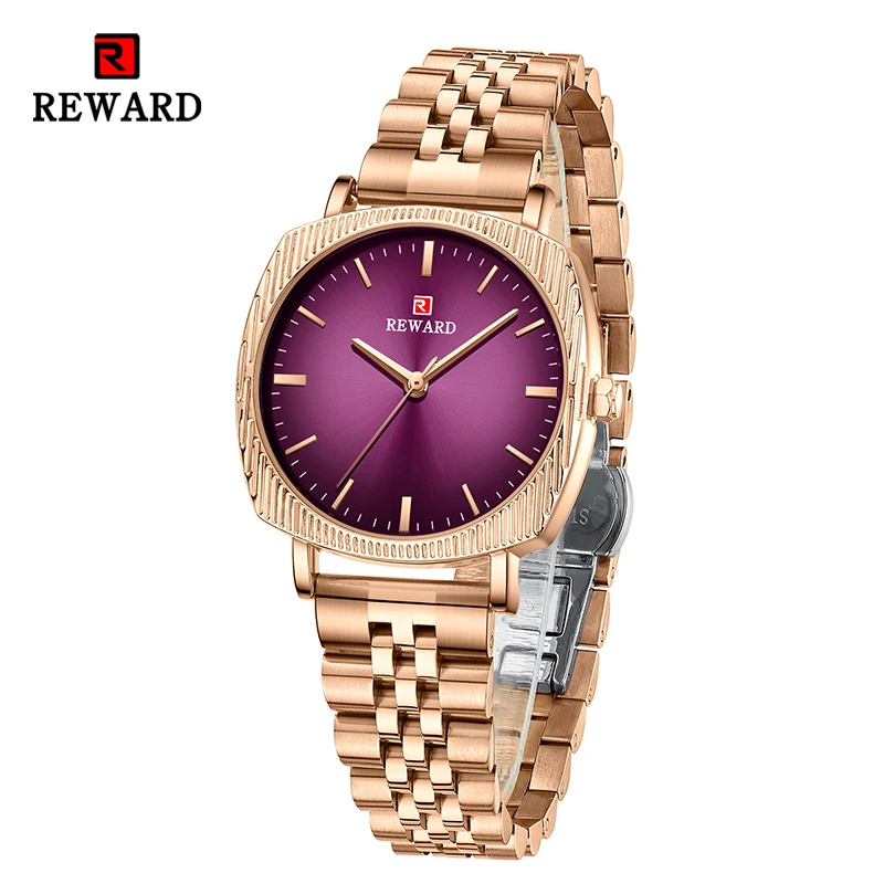 

New Reward Women Watches Fashion Luxury Quartz Wristwatch Solid Stainless Steel Watchband Wrist Watch Gift for Wife Girl Friends