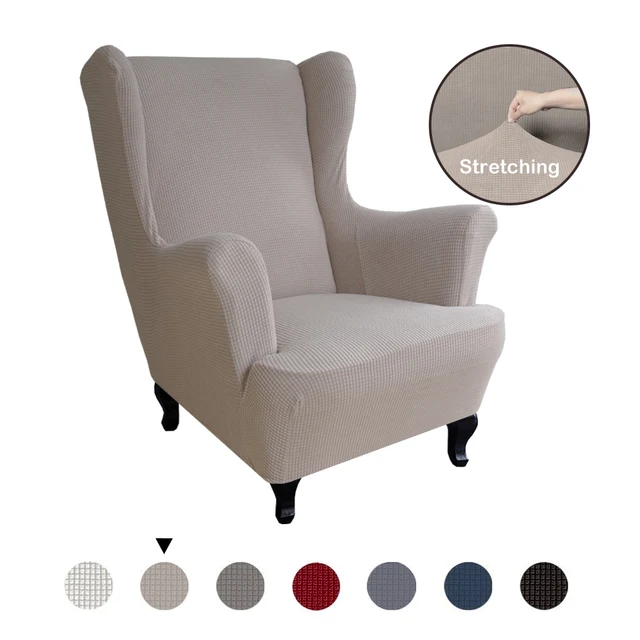 Suede Elastic Armchair Cover Wingback All-inclusive Sloping Arm King Back Chair Cover Tiger Bench Wing Sofa Back Chair Covers