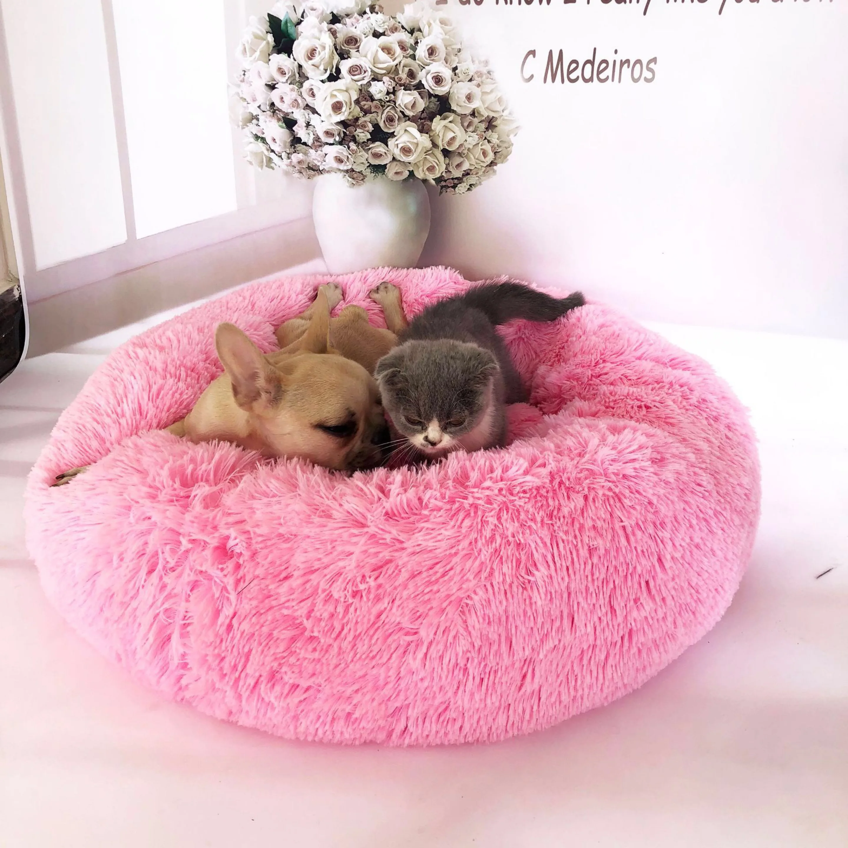 

For Round Donut Dog Bed Plush Pet Basket Cuddler Soft Warm Nest Cat Sleeping Bag Sofa Calming Cushion Beds for Dogs Best Product