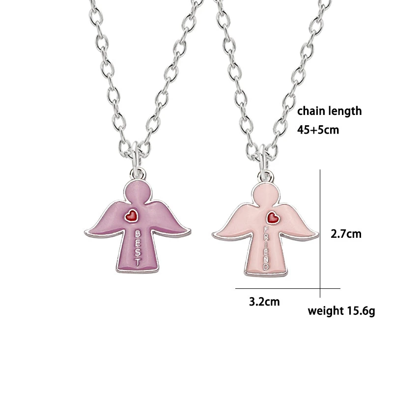 

Creative Fashion Angel Pendant Necklace BFF Best Friend Men And Women Wild Single Item Halloween Decoration Friendship Gift 2020