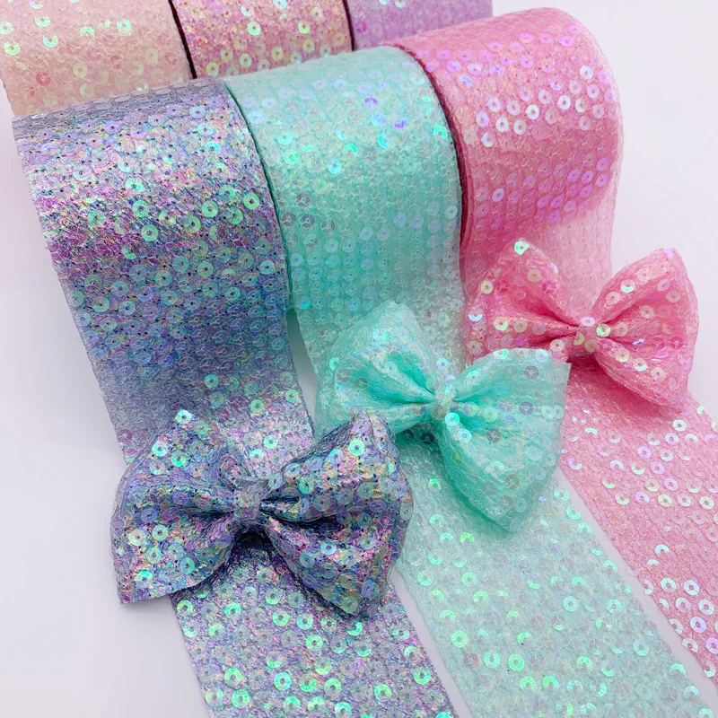 

5yards 6cm Seersucker Coloful Sequins Embroidery Organza Ribbon DIY Crafts Headdress Bow Material Gift Wrapping Party Decoration