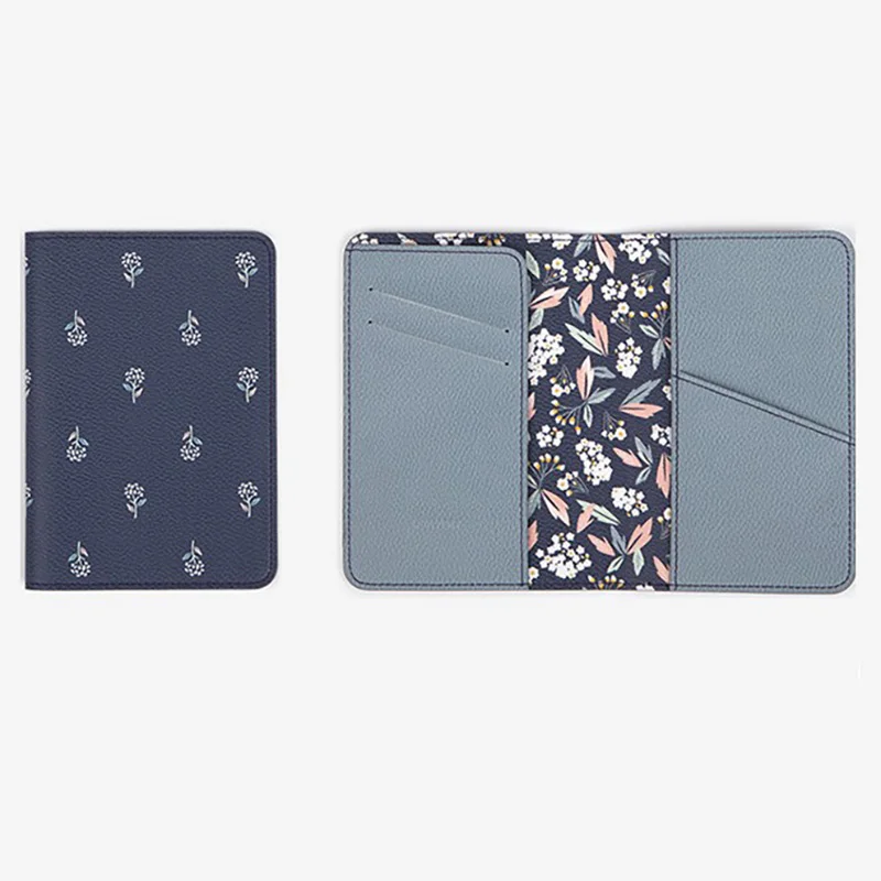Dark blue flowers Дорожная сумка с отделением для кредитных карт, Обложка для паспорта, документов защищенный посылка Женская Обложка для паспорта и кошелька Организатор билеты зажим для денег - Цвет: Dark blue flowers