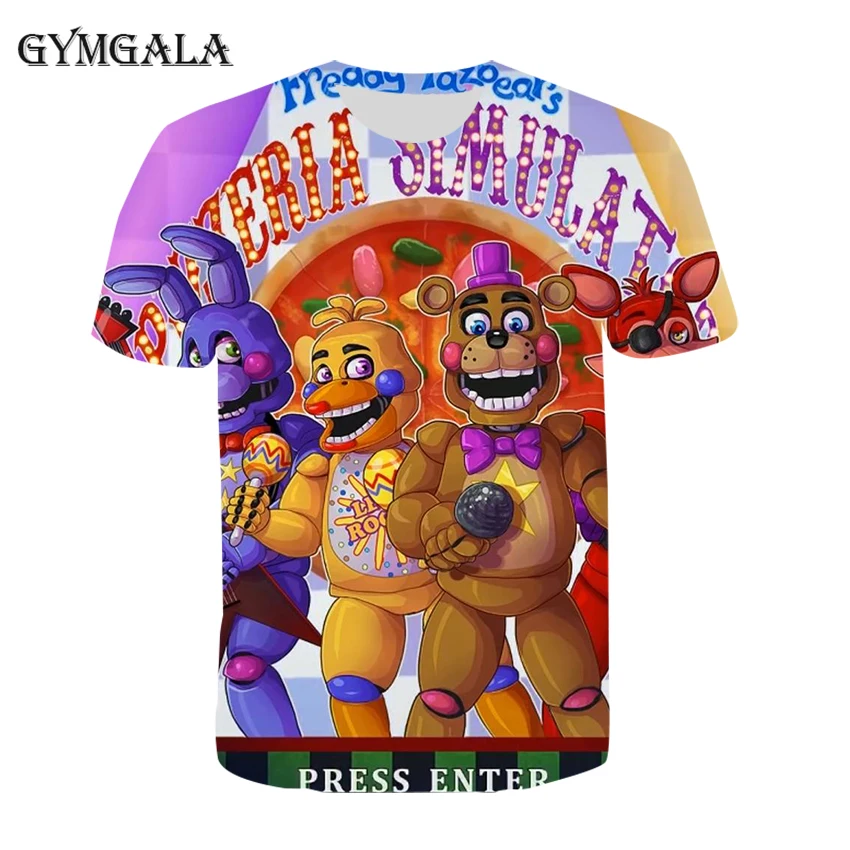 С изображениями персонажей игры пять ночей с Фредди рубашки для мальчиков