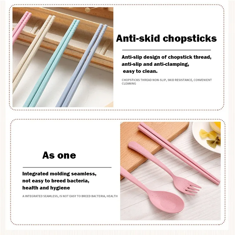 3 шт./компл. портативный дорожный набор столовых приборов пшеничная солома нож