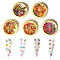 1 box of diy plasticine mixed with soft ceramic fruit slices for nail accessories for children cute cartoon animal nail stickers