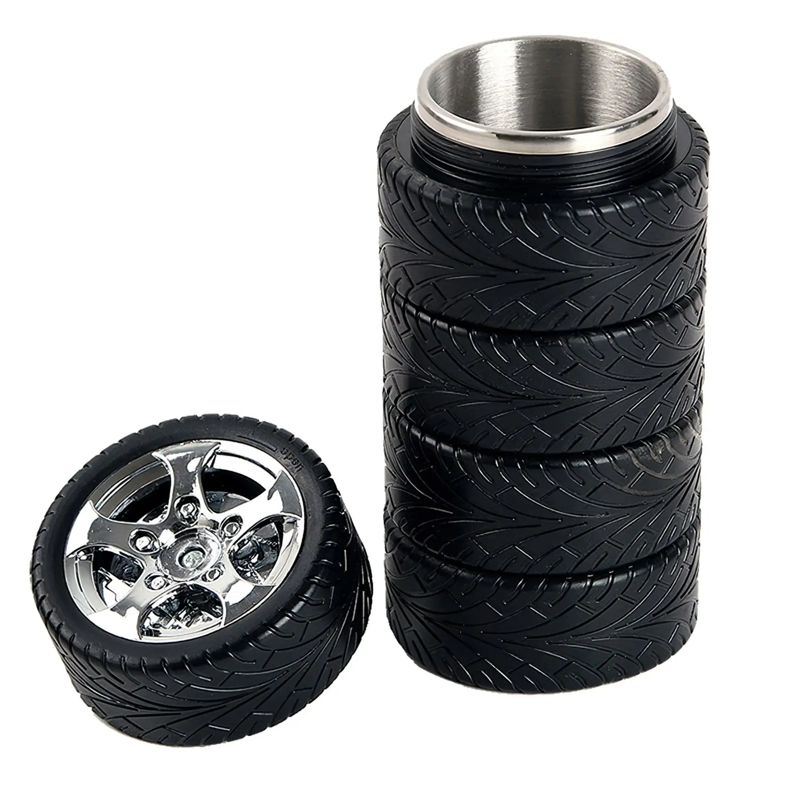 

300ML Creative Car Tire Cup 304 Stainless Steel Inner Tank Tire Water Bottle Stainless Steel Coffee Cup Car Lovers Tire Type Cup