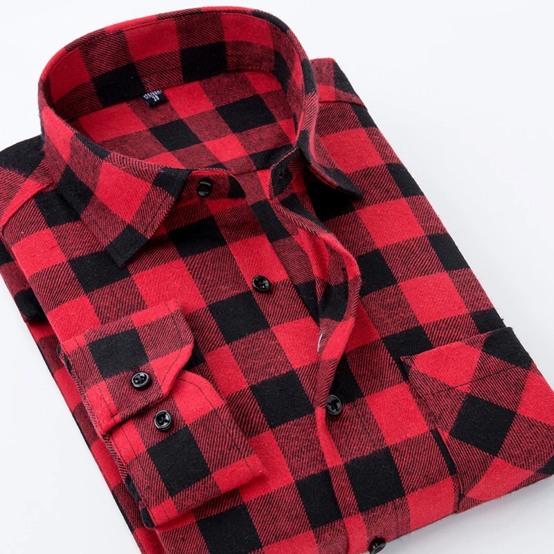 Men Flannel Plaid Shirt 100% Cotton 2019 Spring Autumn Casual Long Sleeve Soft Comfort Slim Fit Styles Brand Man Plus Size | Мужская