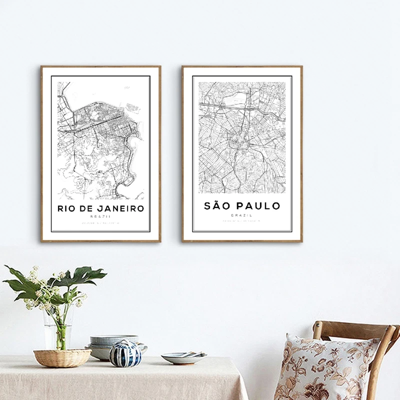 

Modular Canvas Sao Paulo HD Prints Brazil Pictures Wall Art Map Painting Rio De Janeiro Home Decor Nordic Poster For Living Room
