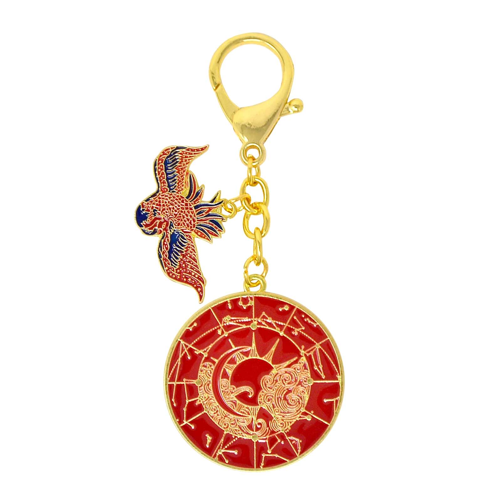 

Crimson Phoenix Lunar Mansions Harmonizing Amulet Keychain W4965