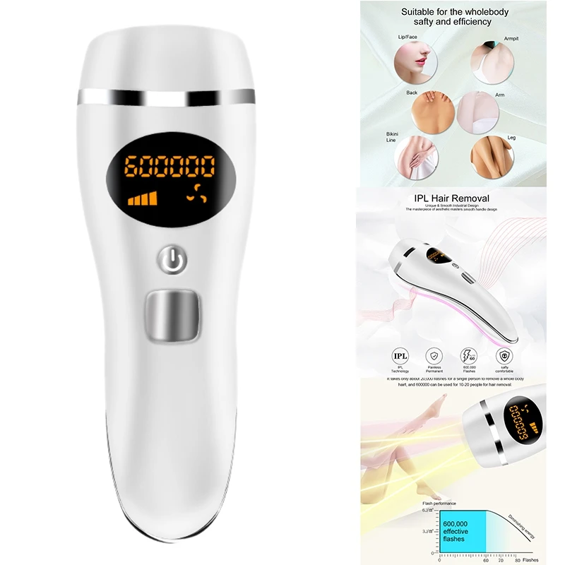 

IPL Male and Female Permanent Hair Removal 999,900 Flashes Painless Hair Removal for Whole Body Use EU Plug