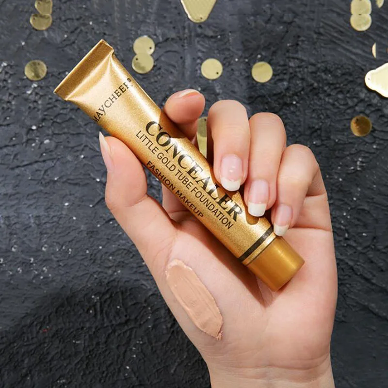 

Small Gold Tube Concealer Liquid Waterproof Spot Acne Print Concealer Black Eye Tattoo Scar Foundation Cream