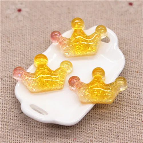 2crown 20pcs 20 шт новые смолы блеск градиент сердце/звезда/лук/корона/вишня/Seashell Кабошоны украшения Шарм основы для заколок для волос деко - Цвет: 2crown 20pcs