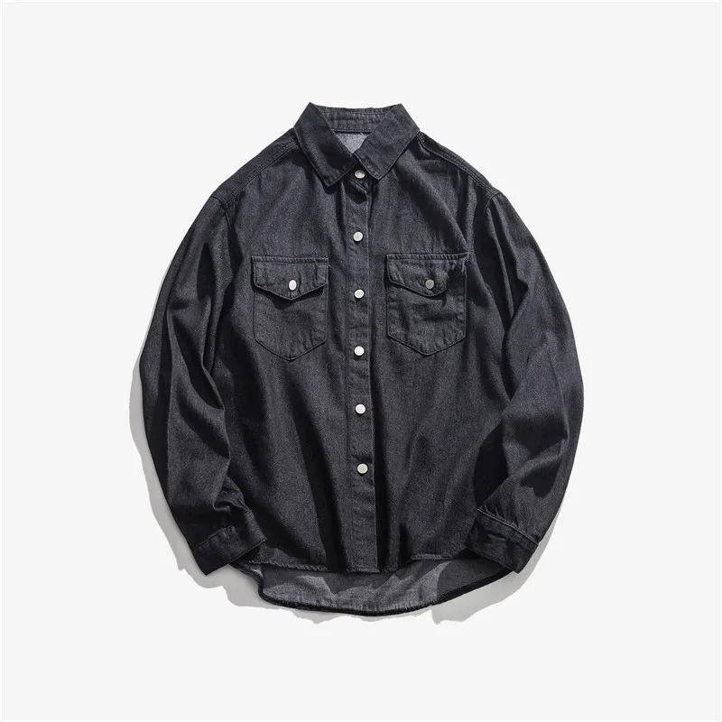 Рубашка мужская однотонная с длинным рукавом модная повседневная Уличная одежда