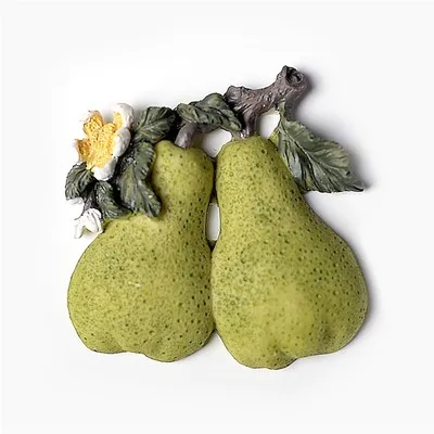 pear 3D стерео фруктовое имитирование магнит на холодильник томатный виноград персик водяной мелом яблоко соломы сосна Яблоко оранжевый груша украшение на холодильник - Цвет: pear