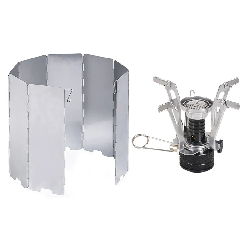 

Top!-Outdoor Camping Stove Stoves Mini Backpacking Stove Ultra Light Picnic Stove with Windshield for Camping Hiking Cooking