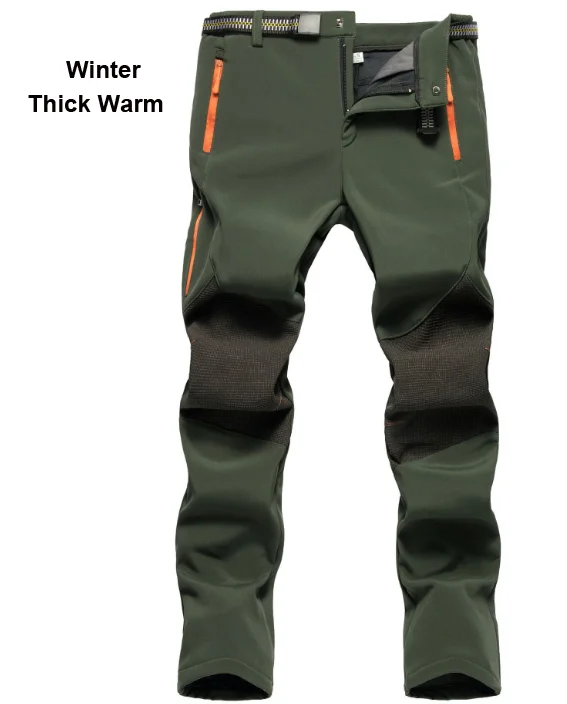 Green Fleece Thick Негабаритных мужчин лето весна жаркие дни рыбы бег быстросохнущие брюки треккинговые походные ползунки брюки открытый мужской велоспорт плюс размер лагерь - Цвет: Green Fleece Thick